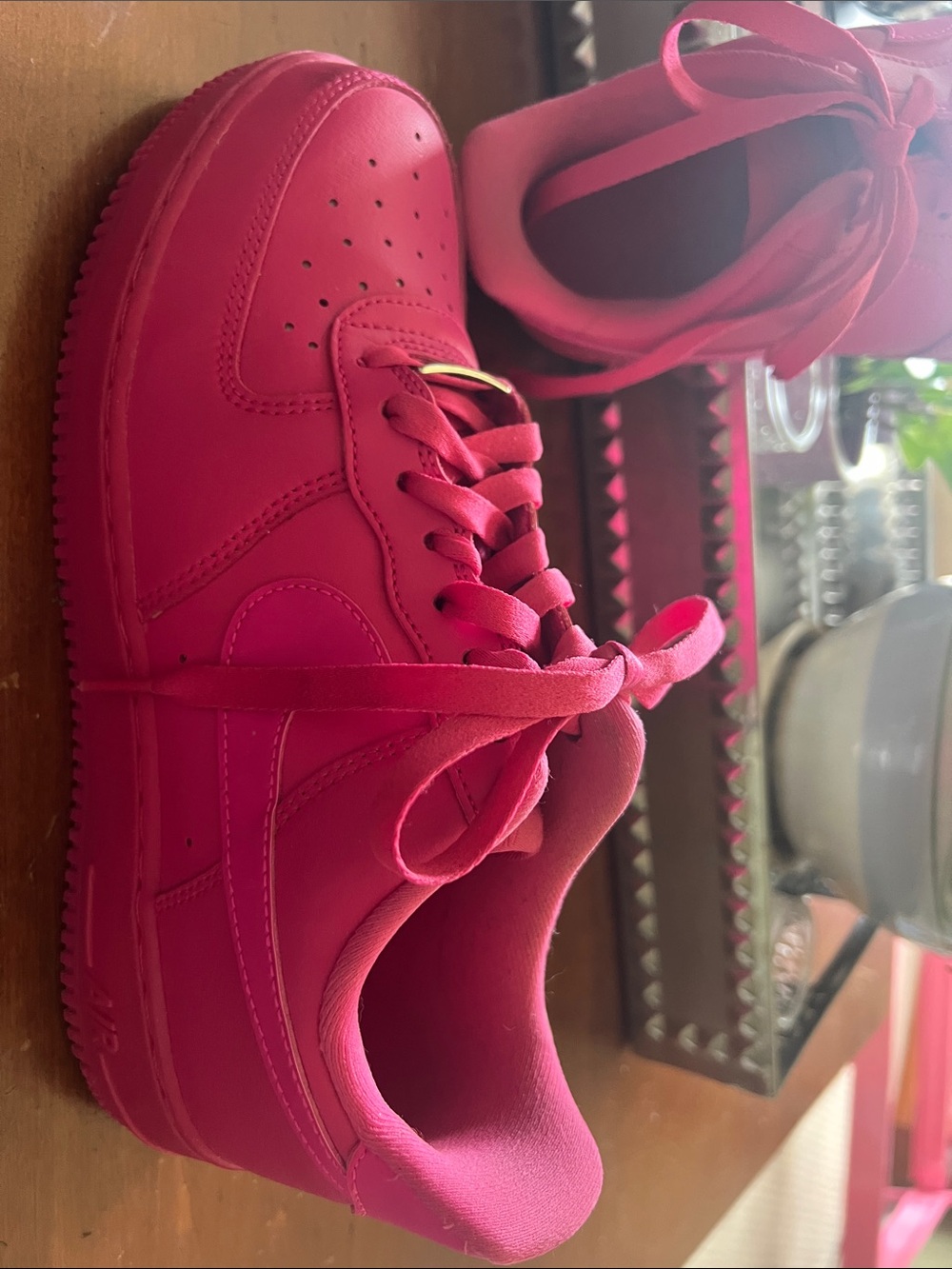 Women's Bright Pink Low-Top Lace-Up Sneakers - Picture 3 of 7